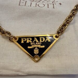 Prada Gold and Black Triangle Necklace